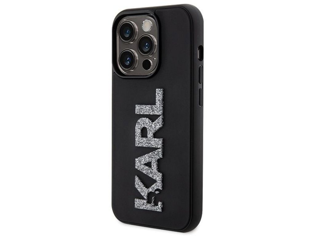 Original faceplate case KARL LAGERFELD KLHCP15L3DMBKCK for iPhone 15 PRO (3D Logo Glitter  / black)