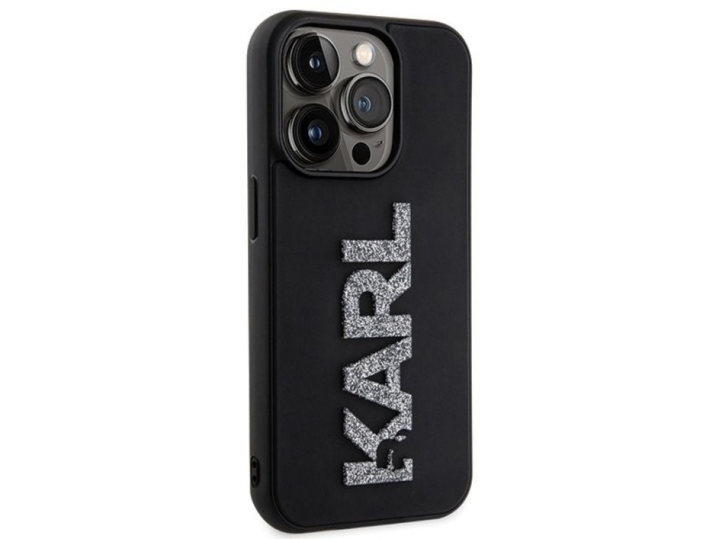 Original faceplate case KARL LAGERFELD KLHCP15L3DMBKCK for iPhone 15 PRO (3D Logo Glitter  / black)