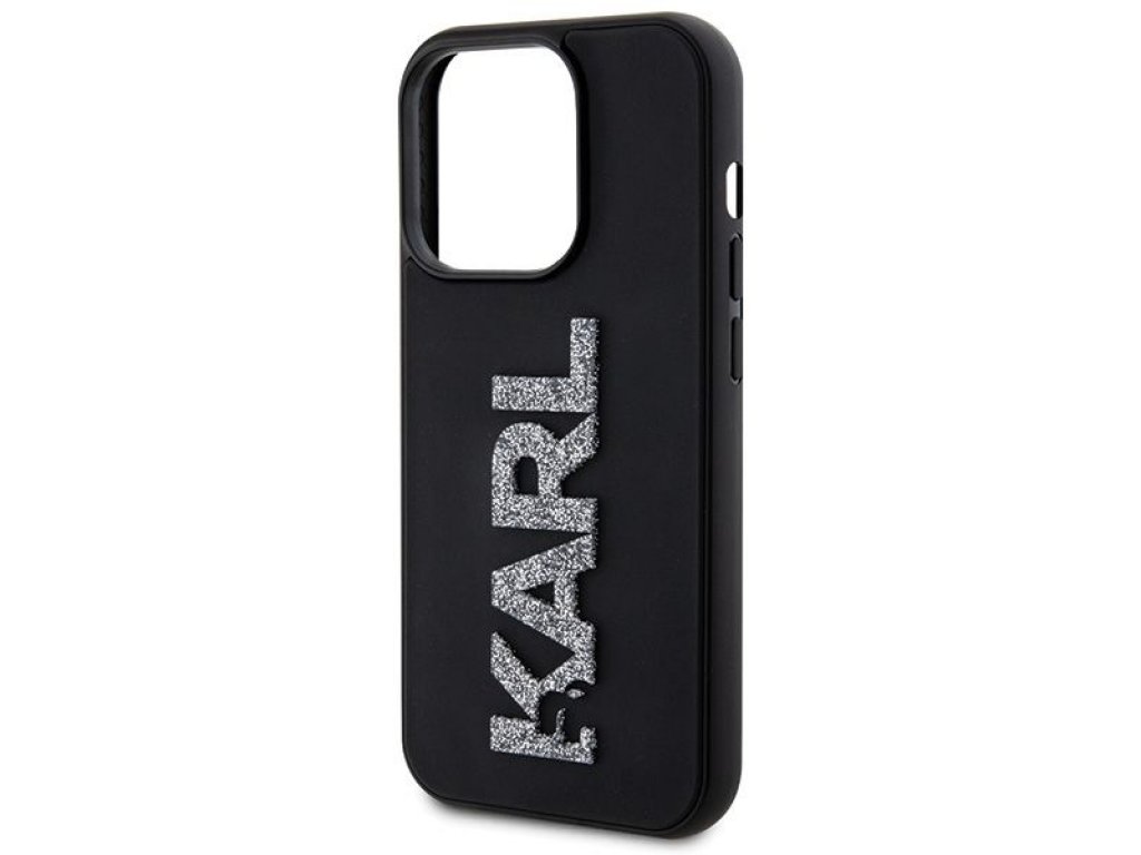 Original faceplate case KARL LAGERFELD KLHCP15L3DMBKCK for iPhone 15 PRO (3D Logo Glitter  / black)