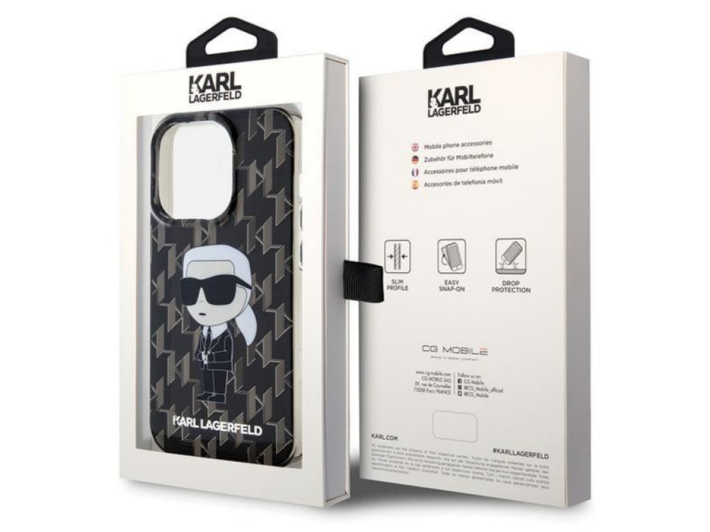 Original faceplate case KARL LAGERFELD KLHCP15LHNKMKLK for iPhone 15 PRO (Ikonik Monogram / black)