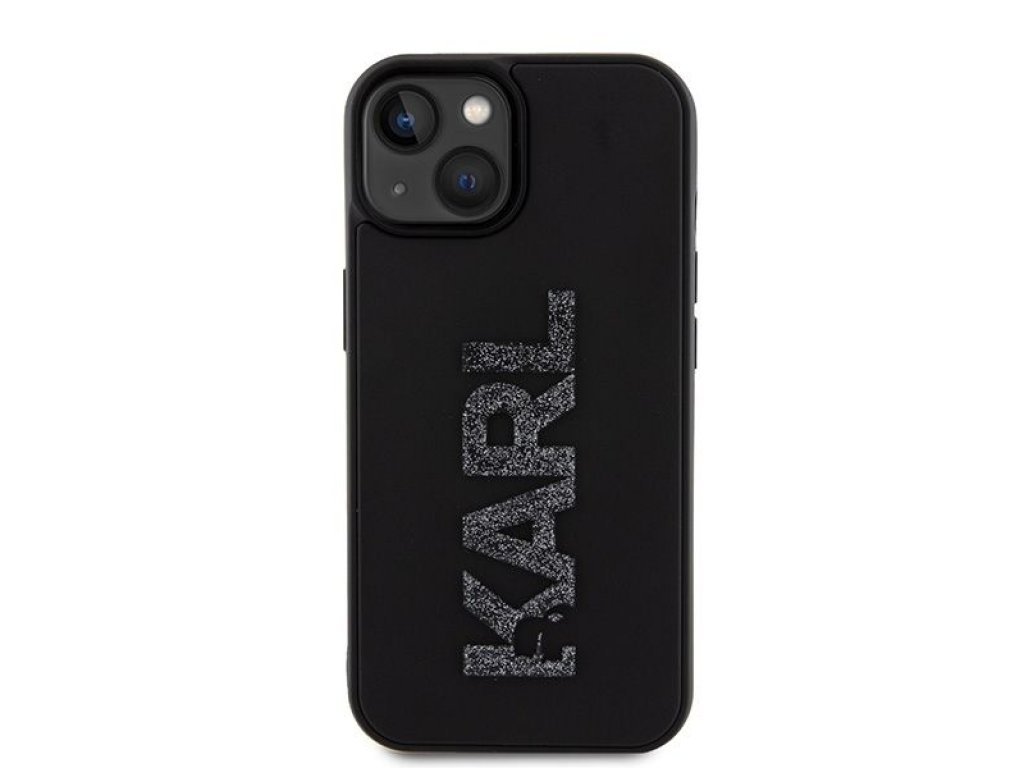 Original faceplate case KARL LAGERFELD KLHCP15M3DMBKCK for iPhone 15 PLUS (3D Logo Glitter  / black)