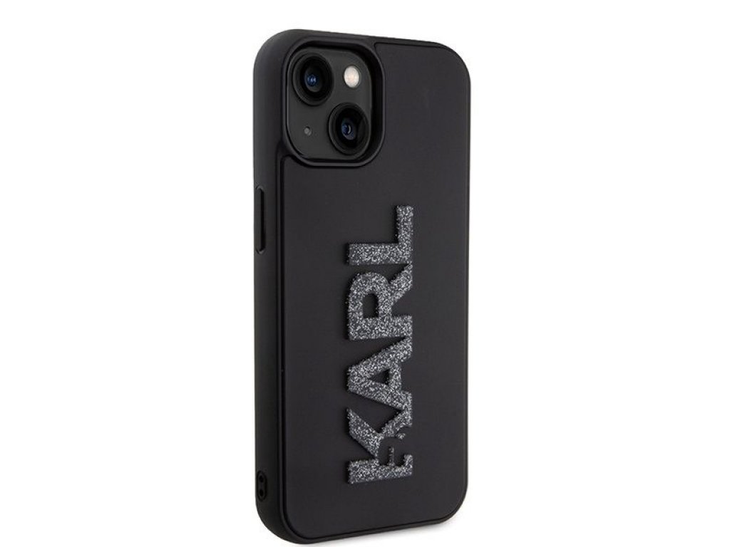 Original faceplate case KARL LAGERFELD KLHCP15M3DMBKCK for iPhone 15 PLUS (3D Logo Glitter  / black)