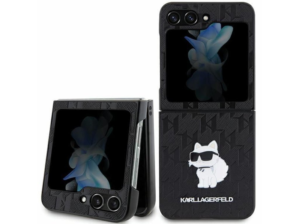 Originální pouzdro KARL LAGERFELD Saffiano Mono Choupette PIN pro Samsung Z Flip 5 - black