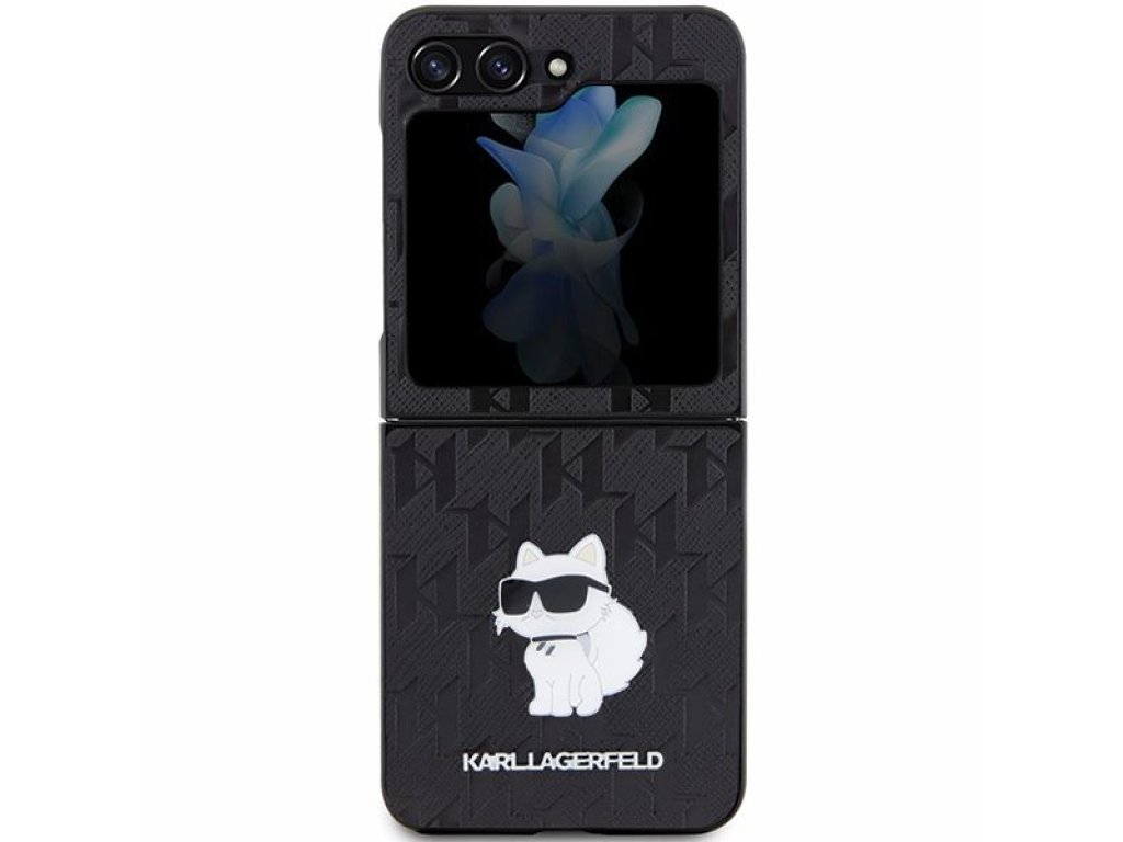 Originální pouzdro KARL LAGERFELD Saffiano Mono Choupette PIN pro Samsung Z Flip 5 - black