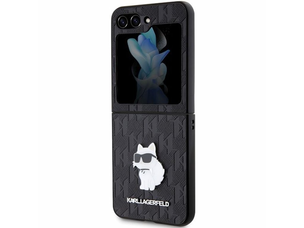 Originální pouzdro KARL LAGERFELD Saffiano Mono Choupette PIN pro Samsung Z Flip 5 - black