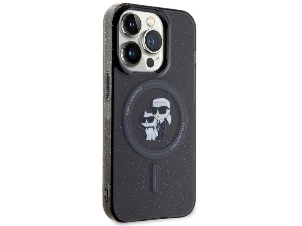 Original faceplate case KARL LAGERFELD KLHMP15LHGKCNOK for iPhone 15 PRO (Glitter + MAG / black)