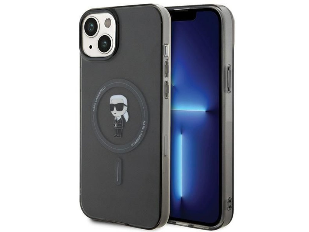 Original faceplate case KARL LAGERFELD KLHMP15MHFCKNOK for iPhone 15 PLUS (Ikonik + MAG / black)