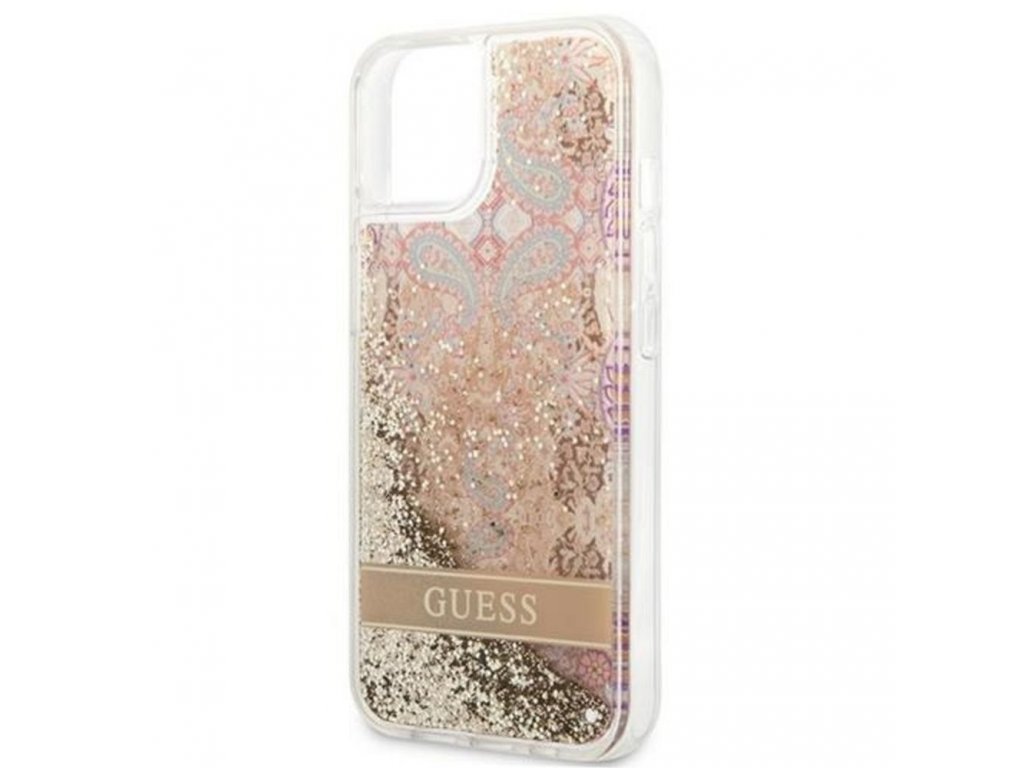 Originální pevné pouzdro GUHCP13SLFLSD pro iPhone 13 MINI (Glitter Flower / Gold)