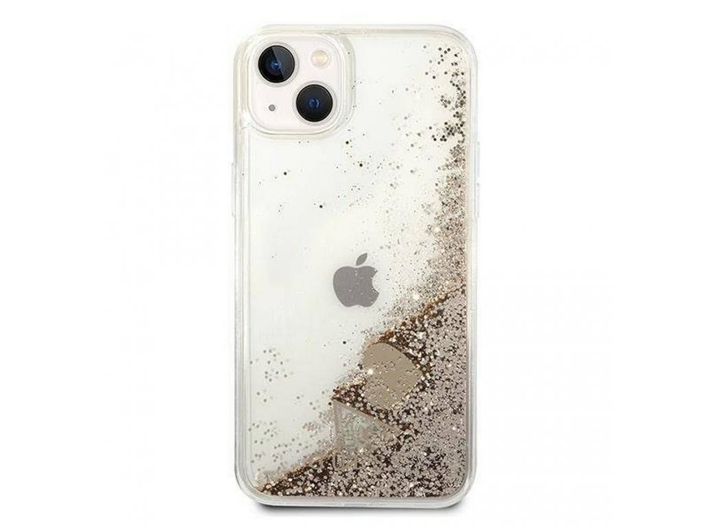 Originální zadní kryt pro iPhone 14 (Liquide Glitter Charms / zlatý)