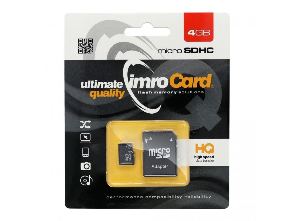 Paměťová karta microSD 4GB s adaptérem SD - UHS CLASS 10