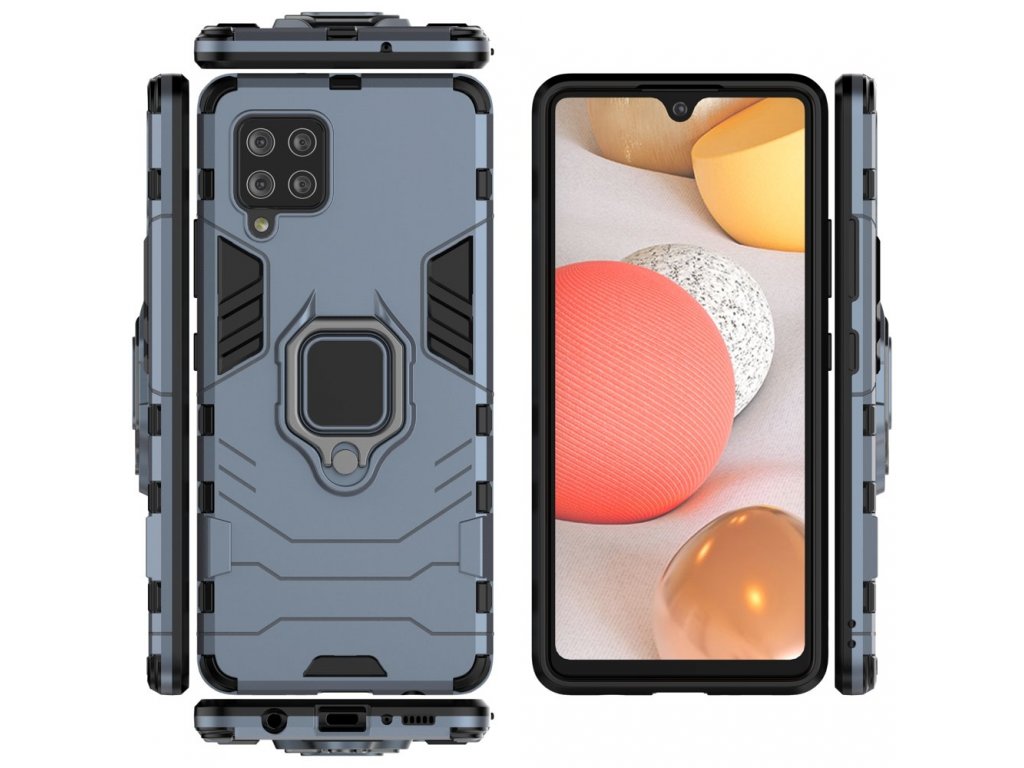 Pancéřové hybridní pouzdro Ring Armor + magnetický držák Samsung Galaxy A42 5G modré