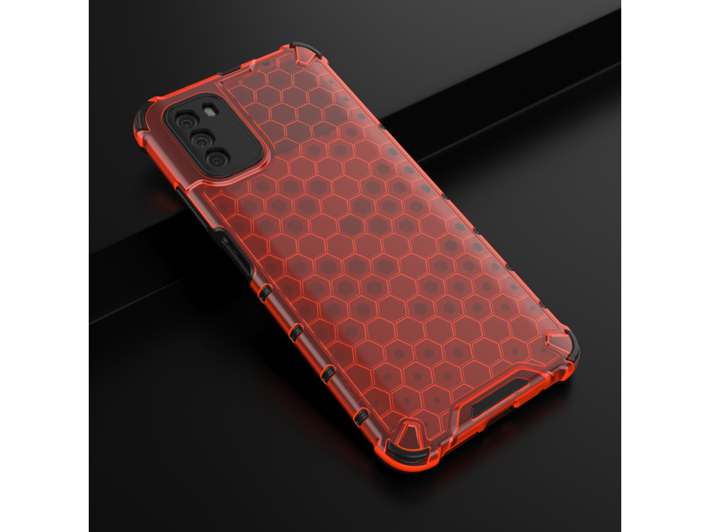 Pancéřové pouzdro Honeycomb s gelovým rámečkem Xiaomi Poco M3 / Xiaomi Redmi 9T červené