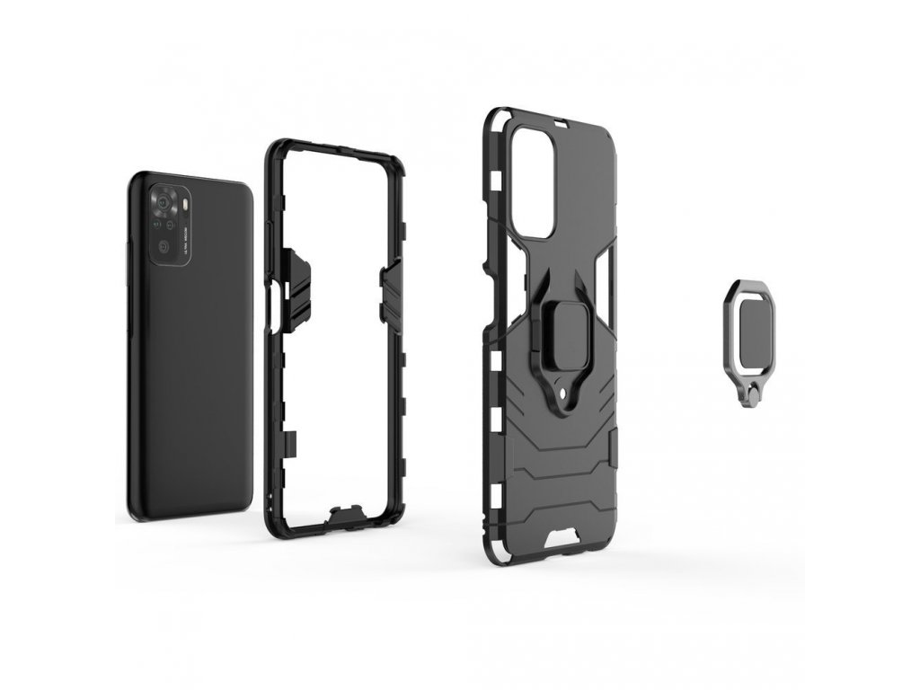 Pancéřový hybridní kryt Ring Armor + magnetický držák pro Xiaomi Redmi Note 10 / Redmi Note 10S modrý