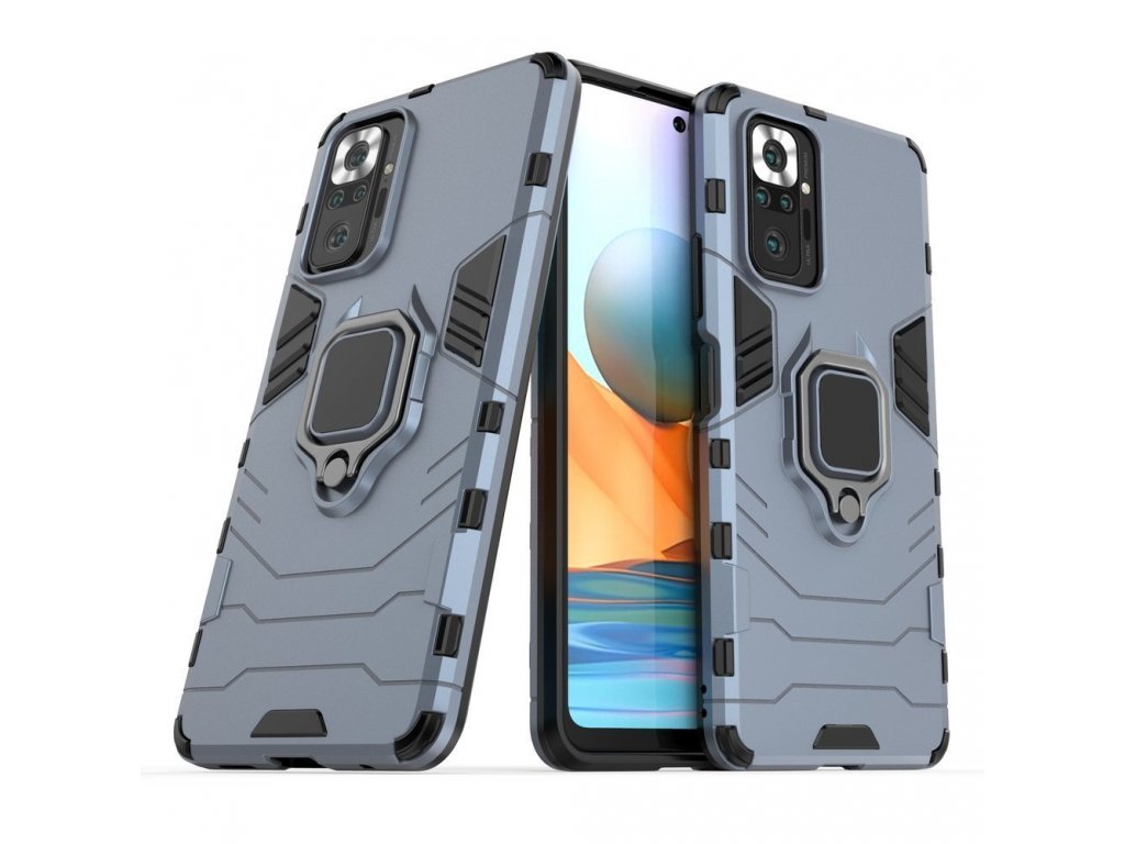 Pancéřový hybridní kryt Ring Armor + magnetický držák Xiaomi Redmi Note 10 Pro modrý