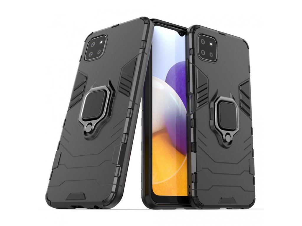 Pancéřový hybridní zadní kryt Ring Armor + magnetický držák pro Samsung Galaxy A22 5G černý