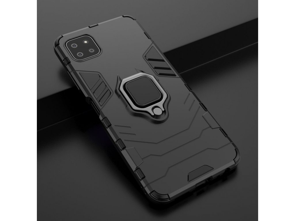 Pancéřový hybridní zadní kryt Ring Armor + magnetický držák pro Samsung Galaxy A22 5G černý