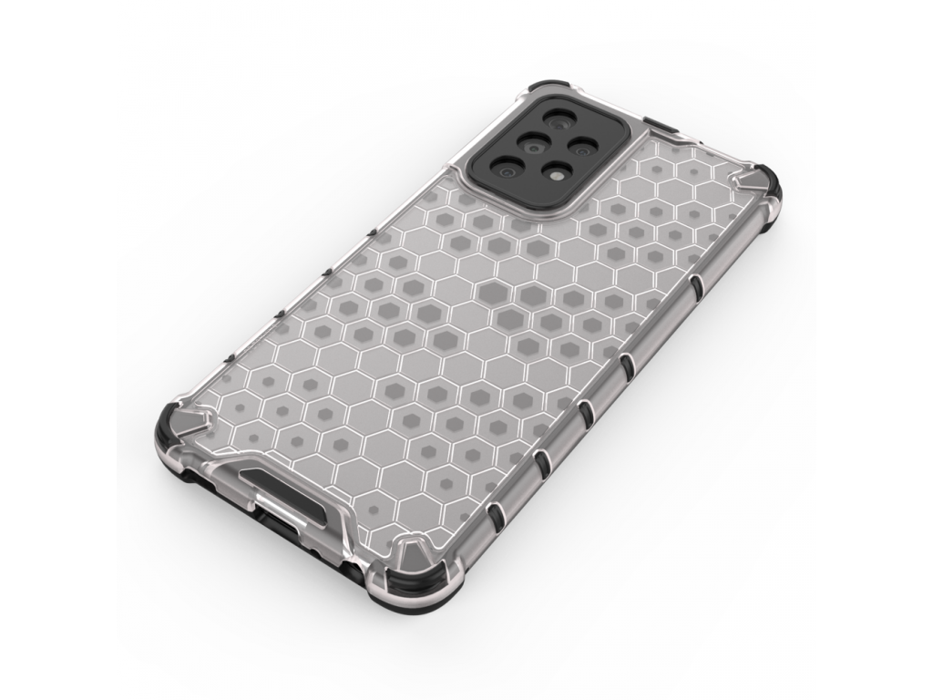 Pancéřový zadní kryt Honeycomb s gelovým rámečkem pro Samsung Galaxy A52s 5G / A52 5G / A52 4G transparentní
