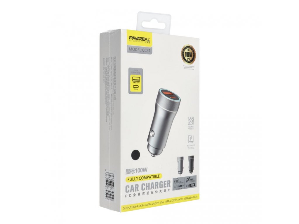 PAVAREAL car charger  Type C PD 20W + USB 3A PA-CC67 black