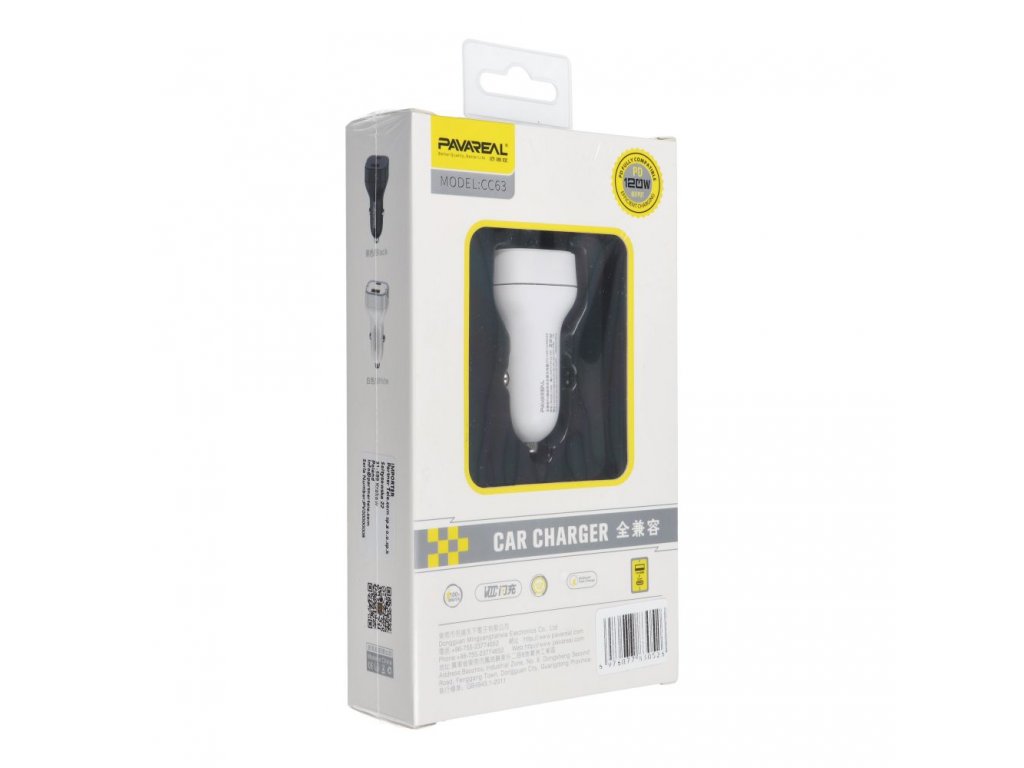 PAVAREAL car charger  Type C PD 20W + USB 5A PA-CC63 white