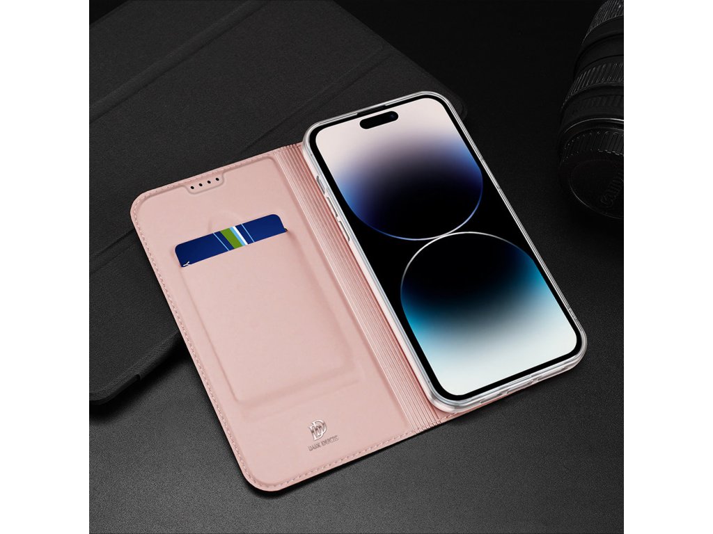 Peněženka Dux Ducis Skin Pro pro iPhone 15 Pro – růžová