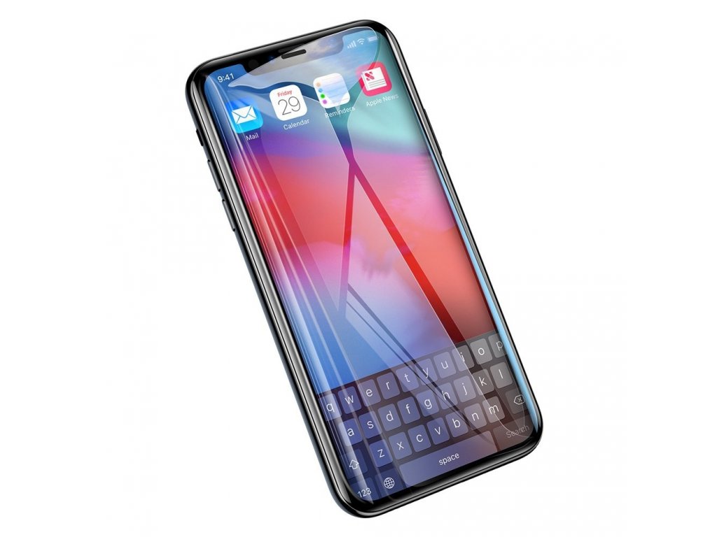 PET Soft 3D tvrzené sklo na celý displej s elastickým rámem 0,23 mm Apple iPhone XS Max/11 Pro Max černé (SGAPIPH65-PE01)