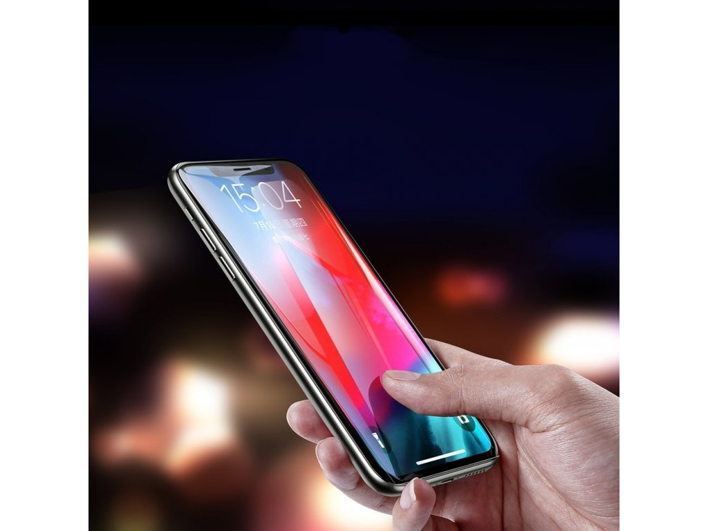 PET Soft 3D tvrzené sklo na celý displej s elastickým rámem 0,23 mm Apple iPhone XS Max/11 Pro Max černé (SGAPIPH65-PE01)