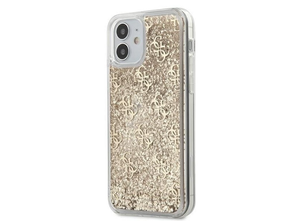 Pevné pouzdro na iPhone 12 mini 5,4" zlaté - 4G Liquid Glitter