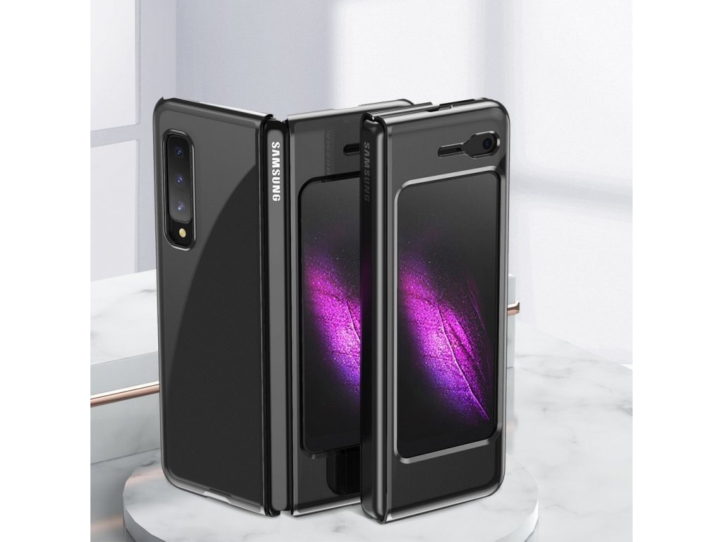 Plating zadní kryt s kovovým rámečkem pro Samsung Galaxy Fold černý