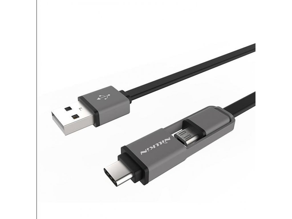 Plus 2v1 plochý kabel USB - micro USB / Lightning 1.2M 2.1A zelený