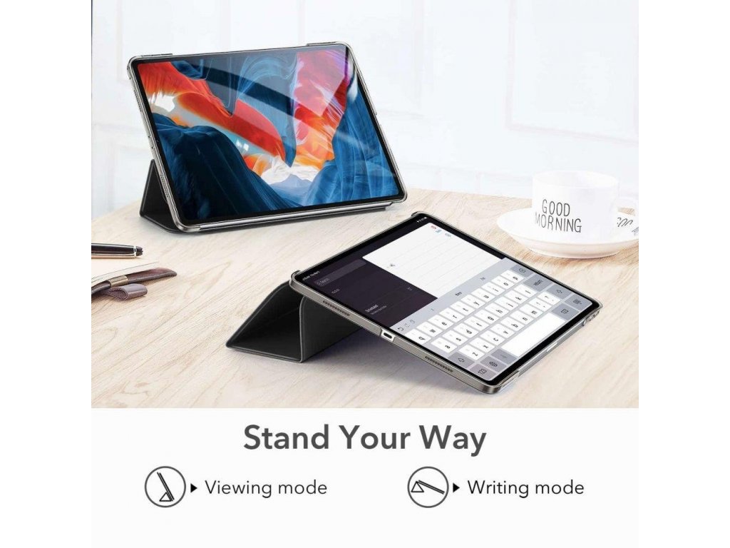 Pouzdro ASCEND TRIFOLD a tvrzené sklo pro iPAD PRO 12,9 2021 RŮŽOVĚ ZLATÉ