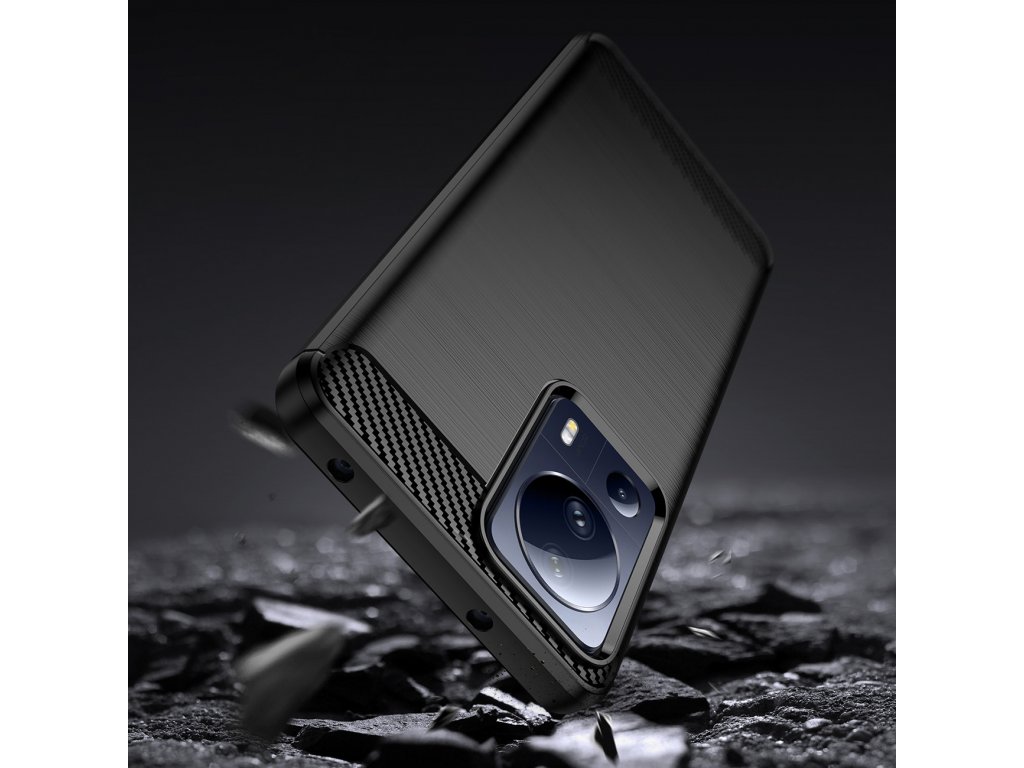 Pouzdro Carbon Case pro Xiaomi 13 Lite flexibilní silikonový karbonový kryt černý