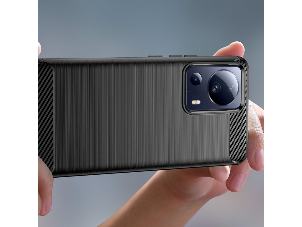 Pouzdro Carbon Case pro Xiaomi 13 Lite flexibilní silikonový karbonový kryt černý