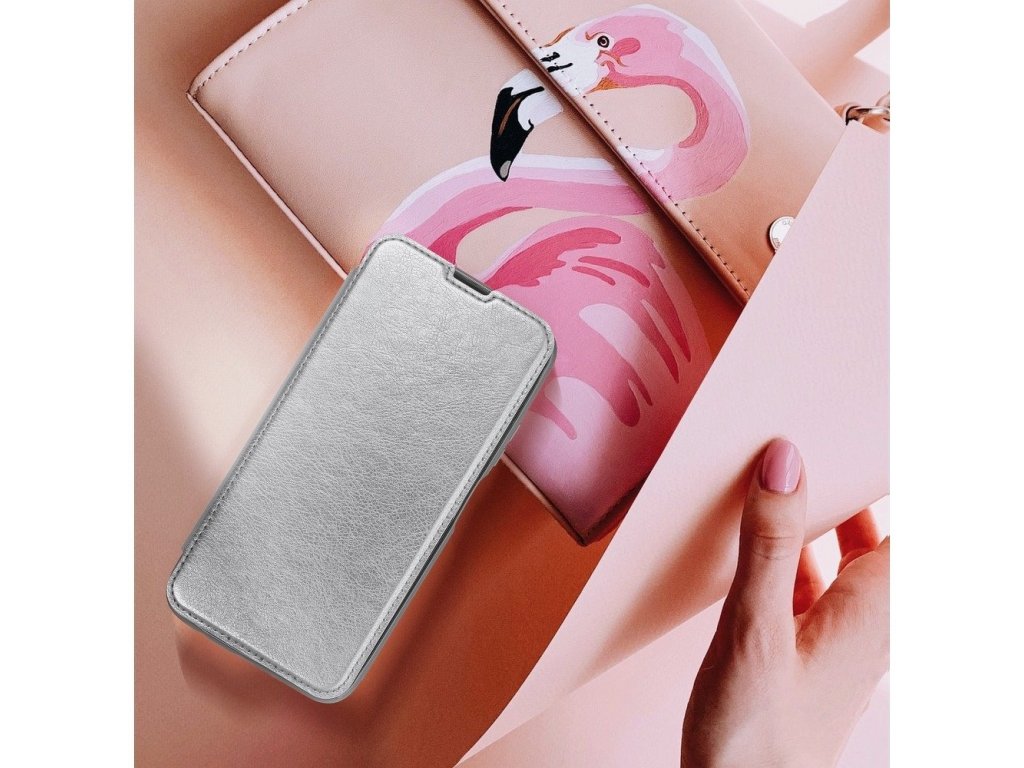 Pouzdro Electro Book Xiaomi Redmi Note 8 stříbrné