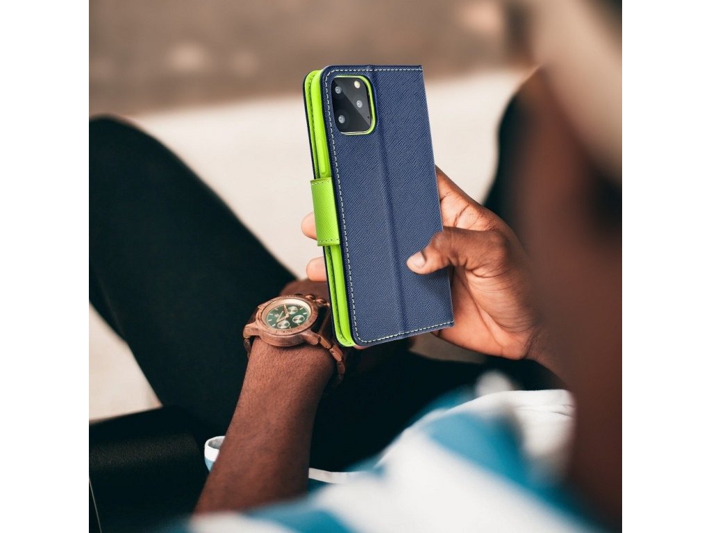 Pouzdro Fancy Book pro HUAWEI P Smart 2021 navy blue/lime