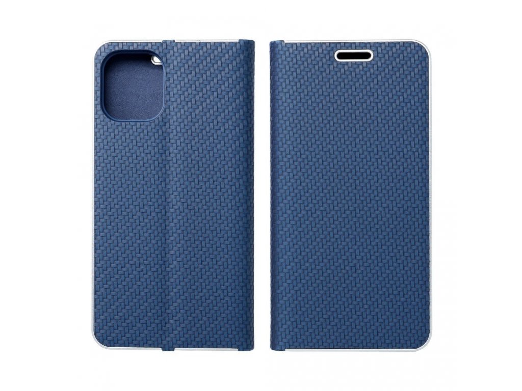 Pouzdro Forcell LUNA Book Carbon pro Xiaomi Redmi NOTE 10 5G / Poco M3 Pro / Poco M3 Pro 5Gmodré