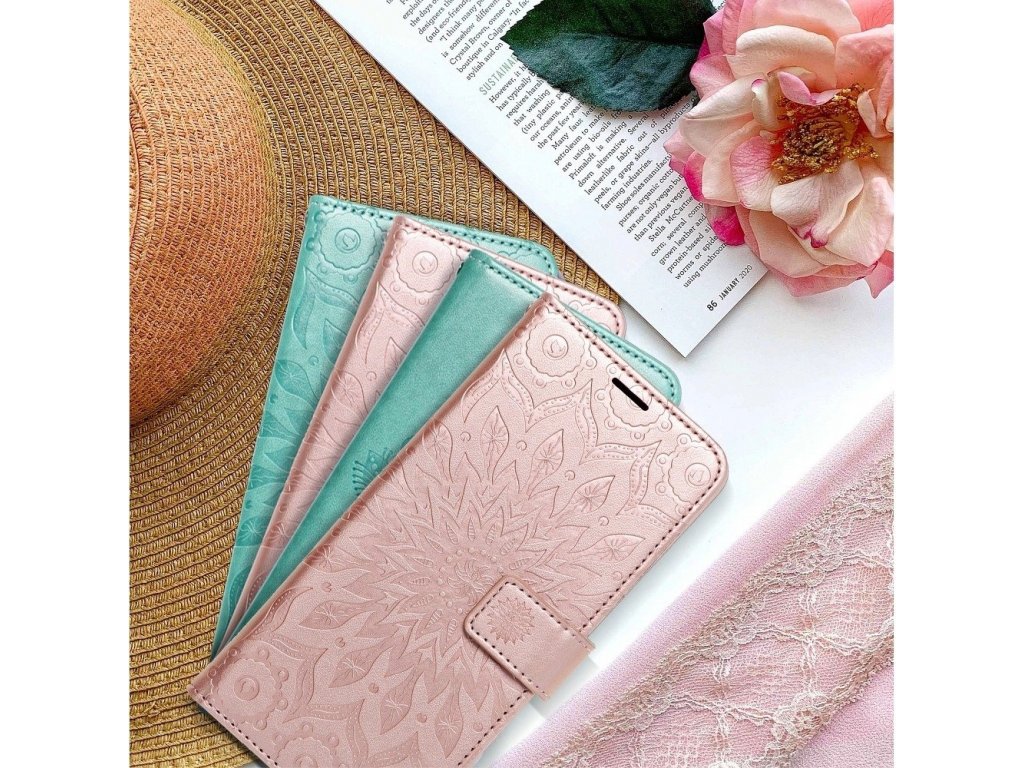 Pouzdro Forcell MEZZO Book pro IPHONE 12 / 12 PRO mandala zlaté růžové