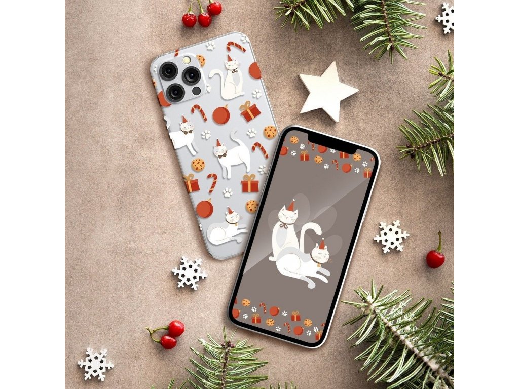 Pouzdro FORCELL WINTER 21 / 22 pro XIAOMI REDMI 9A / 9AT christmas cat