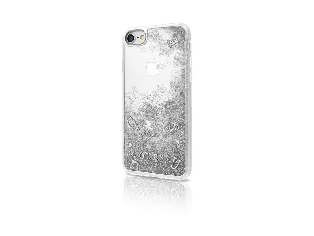 Pouzdro Guess Glitter Liquid iPhone 8 / 7 stříbrné