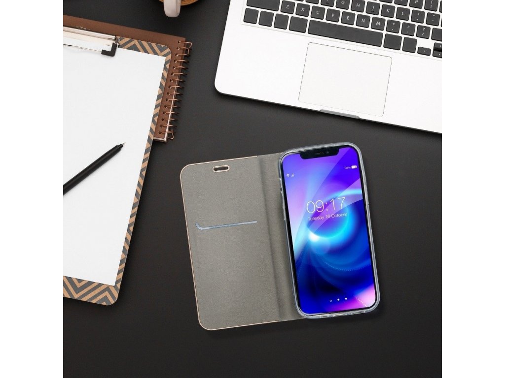 Pouzdro Luna Book pro iPhone XS Max (6,5") stříbrné