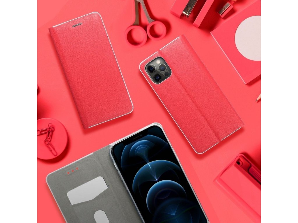 Pouzdro Luna Book Silver Xiaomi Redmi 9 červené