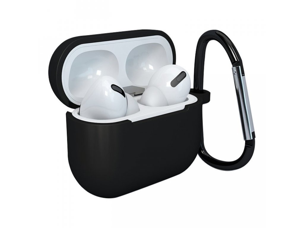 Pouzdro pro bezdrátová sluchátka AirPods 3 silikonové černé + přívěsek na klíče pouzdro D)