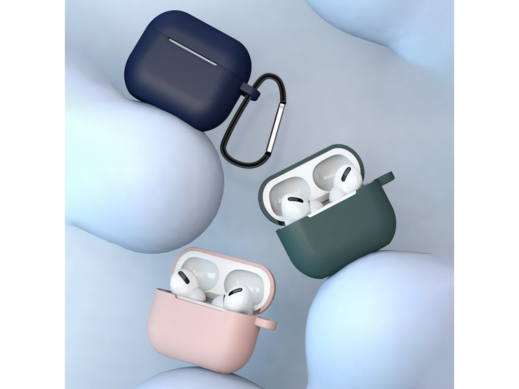 Pouzdro pro bezdrátová sluchátka AirPods 3 silikonové černé + přívěsek na klíče pouzdro D)