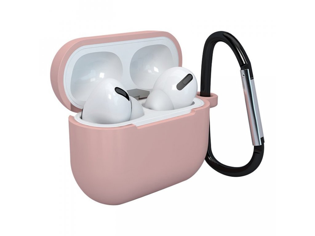 Pouzdro pro bezdrátová sluchátka AirPods 3 silikonové růžové + přívěsek na klíče(pouzdro D)