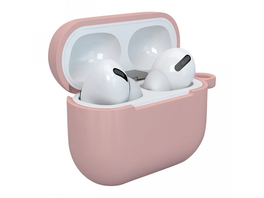 Pouzdro pro bezdrátová sluchátka AirPods 3 silikonové růžové + přívěsek na klíče(pouzdro D)