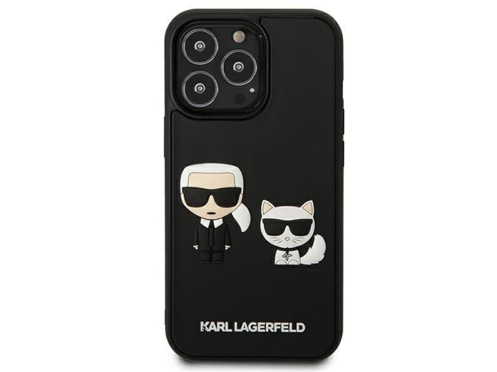 Pouzdro pro iPhone 13 Pro Max 6,7" černé Choupette Ikonik 3D (KLHCP13X3DRKCK)