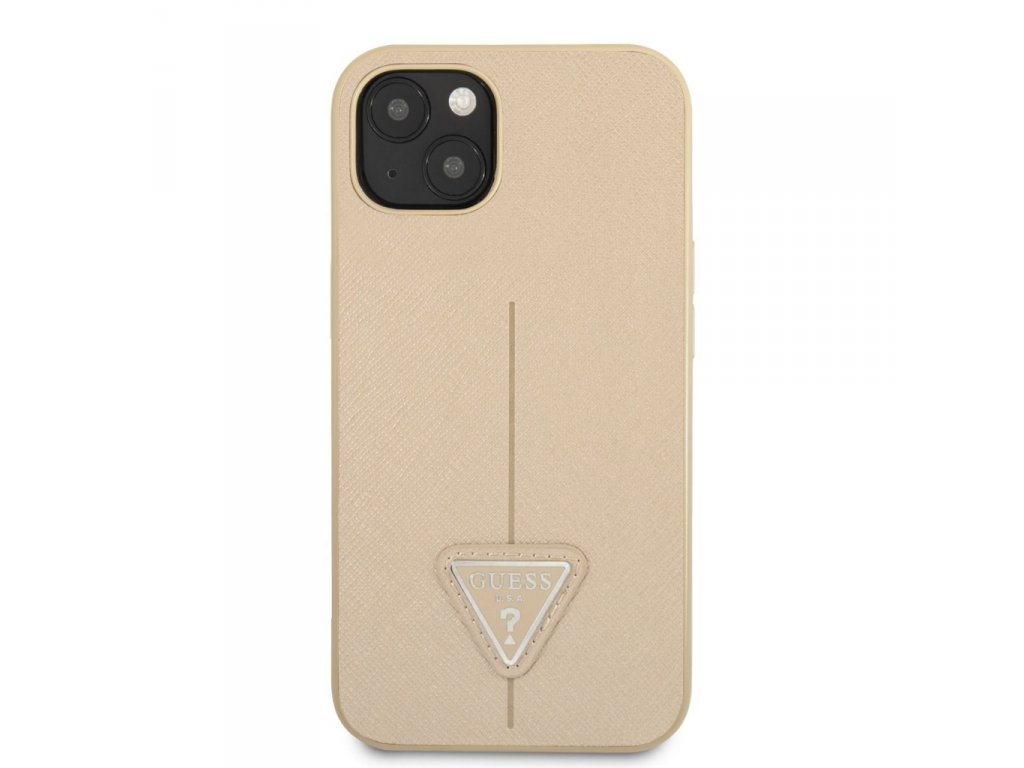 Pouzdro PU Saffiano Triangle pro iPhone 13 mini béžové