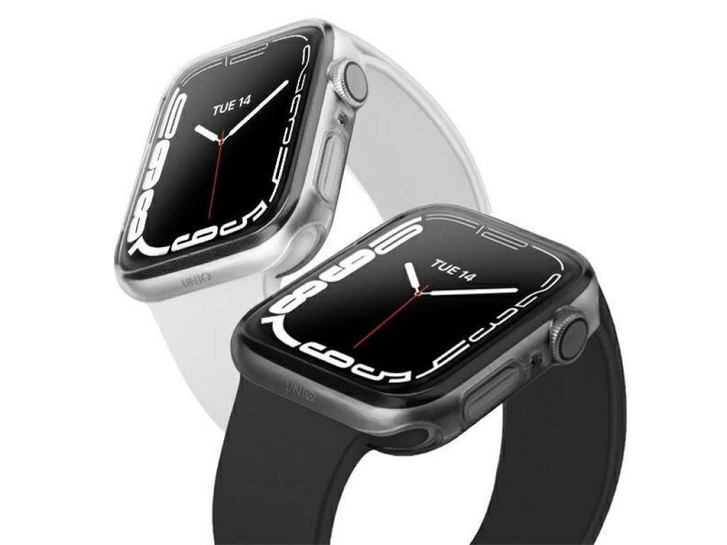 Pouzdro UNIQ Glase pro Apple Watch Series 7 45 mm. Dvojité balení transparentní kouř/čirý kouř