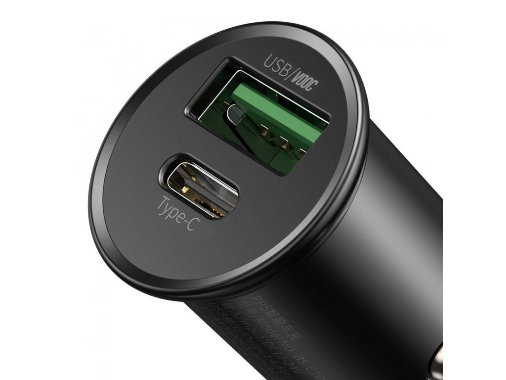 PPS chytrá nabíječka do auta USB / USB-C 30 W Quick Charge 4.0 QC4+ Power Delivery 3.0 VOOC SCP AFC MTKPE černá (CCYS-C01)