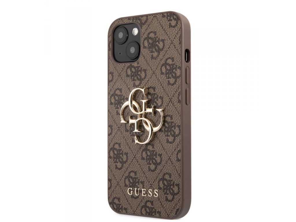 PU 4G Metal Logo Zadní Kryt pro iPhone 13 Brown