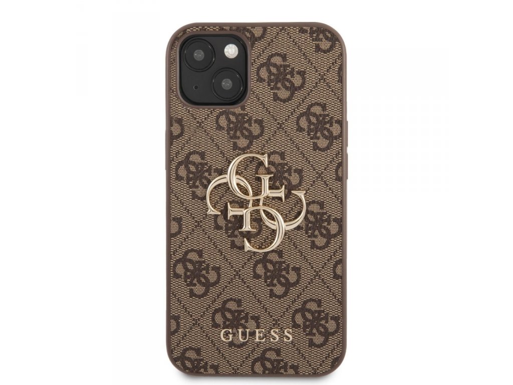 PU 4G Metal Logo Zadní Kryt pro iPhone 13 Brown